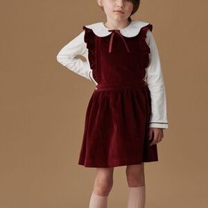 La Coqueta Girl’s Burgundy Velvet Dress